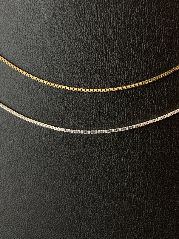 Veneziakæde i sølv og forgyldt sølv - closeup