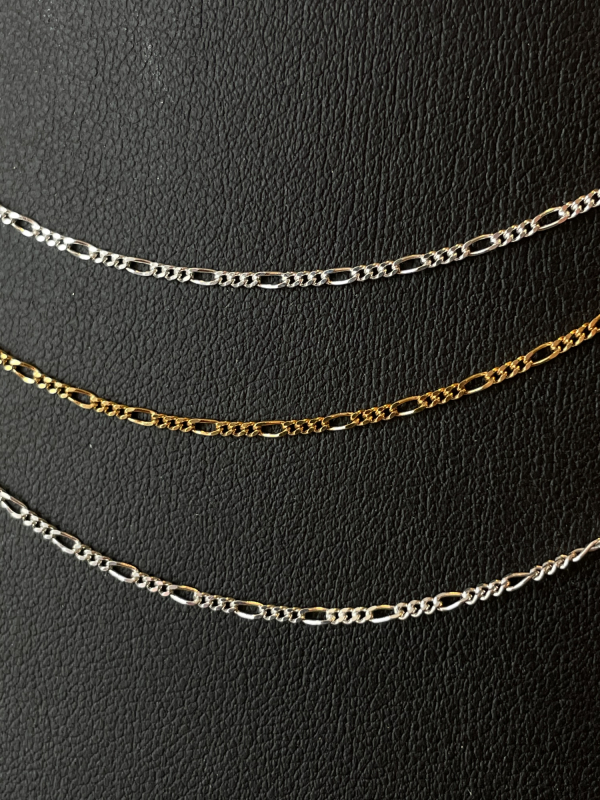 Figaro kæde i sølv og forgyldt sølv closeup