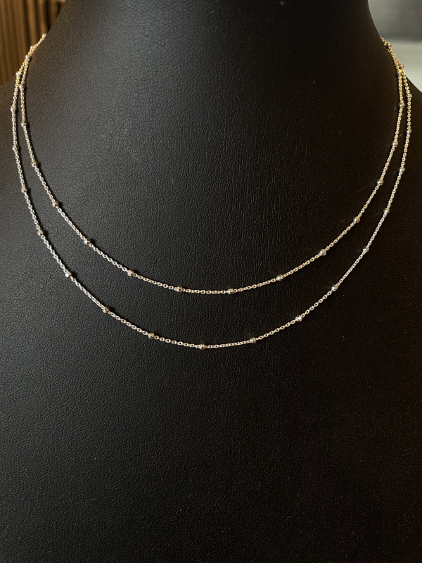 Ankerkæde i sølv med små kugler på